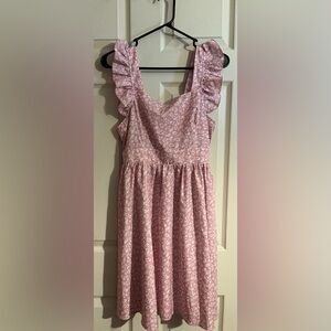 Joress pink summer dress, size large 8/10, pink white floral
